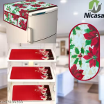HD Premium Quality Fridge cover for Top with 1 Pec of handle and 3 pec of fridge mat - set of 5 pec