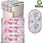 HD Premium Quality Fridge cover for Top with 1 Pec of handle and 3 pec of fridge mat - set of 5 pec