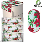 HD Premium Quality Fridge cover for Top with 1 Pec of handle and 3 pec of fridge mat - set of 5 pec