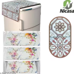HD Premium Quality Fridge cover for Top with 1 Pec of handle and 3 pec of fridge mat - set of 5 pec