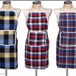 Multicolor Checks Design Cotton Kitchen Apron with Front Utility Pocket (Pack of 3) Color As Per Availability