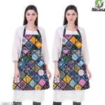 Kitchen Apron- Waterproof /Oil-Proof - Adjustable Aprons with Pockets for Women Men Washable - Pack of 2 (color As per availibility)