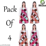 Kitchen Apron- Waterproof /Oil-Proof - Adjustable Aprons with Pockets for Women Men Washable - Pack of 4 (color As per availibility)
