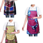 Nicasa Cotton Waterproof Kitchen Apron with Front Pocket Set of 3 Pcs (Color As Per Availability)