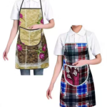Nicasa Cotton Waterproof Kitchen Apron with Front Pocket Set of 2 Pcs (Color As Per Availability)