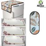 NicasaHD Premium Quality Fridge cover for Top with 1 pec handle set and 3 pec fridge mats - Set of 5 piece