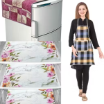 NICASA HD Premium Quality Fridge cover for Top with 3 pec fridge mats and 1 pec of Apron - Set of 5 piece