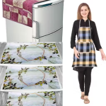 NICASA HD Premium Quality Fridge cover for Top with 3 pec fridge mats and 1 pec of Apron - Set of 5 piece