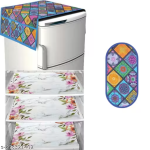 HD Premium Quality Fridge cover for Top with 1 Pec of handle and 3 pec of Fridge Mats - Set of 5 piece