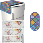 HD Premium Quality Fridge cover for Top with 2 Pec of handle and 3 pec of Fridge Mats - Set of 6 piece