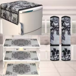 HD Premium Quality Fridge cover for Top with 2 Pec of handle and 3 pec of Fridge Mats - Set of 6 piece