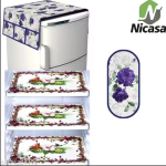 Nicasa HD Premium Quality Fridge cover for Top with 1 pec handle set and 3 pec fridge mats - Set of 5 piece