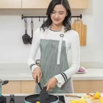 Krishna E Waterproof Unisex Strips Kitchen Apron with Center Pocket and Both Side Stitched Towel