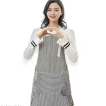 Krishna E Waterproof Unisex Strips Kitchen Apron with Center Pocket and Both Side Stitched Towel