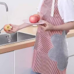 Krishna E Waterproof Unisex Strips Kitchen Apron with Center Pocket and Both Side Stitched Towel