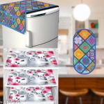 Nicasa HD Premium Quality combo of fridge top, 1 handle cover and 3 mats-set of 5 pieces