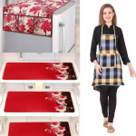 NICASA HD Premium Quality Fridge cover for Top with 3 pec fridge mats and 1 pec of Apron - Set of 5 piece