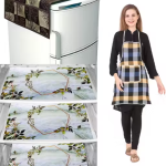 NICASA HD Premium Quality Fridge cover for Top with 3 pec fridge mats and 1 pec of Apron - Set of 5 piece