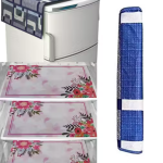 NICASA HD Premium Quality Fridge cover for Top with 1 pec handle set and 3 pec fridge mats - Set of 5 piece