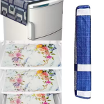 NICASA HD Premium Quality Fridge cover for Top with 1 pec handle set and 3 pec fridge mats - Set of 5 piece