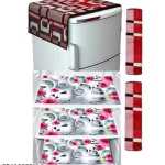 NICASA Combo of Fridge Top Cover, 2 Fridge Handle Covers 3 Fridge Mats