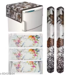 NICASA Combo of Fridge Top Cover, 2 Fridge Handle Covers 3 Fridge Mats