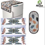 NicasaHD Premium Quality Fridge cover for Top with 1 pec handle set and 3 pec fridge mats - Set of 5 piece