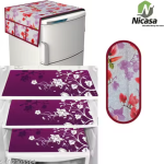 NicasaHD Premium Quality Fridge cover for Top with 1 pec handle set and 3 pec fridge mats - Set of 5 piece