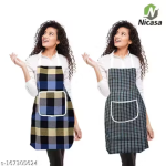 Nicasa Kitchen Apron- Waterproof /Oil-Proof - Adjustable Aprons with Pockets for Women Men Washable - Pack of 2 (color As per availibility)