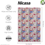 NICASA PVC PVC Rectangular 6-Seater Dining Table Cover | Table Protector, Water & Stain Resistant | Size - 54x78Inches- Floral Design, Multicolor