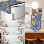 HD Premium Quality Fridge cover for Top with 1 Pec of handle and 3 pec of Fridge Mats - Set of 5 piece
