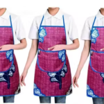 Nicasa Cotton Waterproof Kitchen Apron with Front Pocket Set of 3 Pcs (Color As Per Availability)