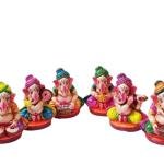 Simonart & Printing Musical Ganapathi Idol Set (6 Pieces) | Decorative Ganesha Figurines for Festival & Home Decor (10–40–10 cm)
