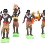 SIMONART AND PRINTING Tribal Hunter Group Figurines – Set of 4 Handmade Clay Crafts for Home Decor