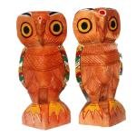 Indian Artisan Handmade Wooden Owl – 18 cm Decorative Figurine for Home & Office Decor