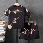 Boys Casual Black Shirt & Shorts (Without T-Shirt)