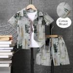 Boys Casual Cotton Printed Shirt & Shorts Combo (Without White T- Shirt )