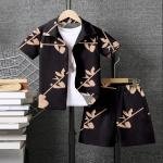 Boys Casual Black Shirt & Shorts (Without T-Shirt)