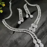Sonamone Real Cubic Zircon V Shape Necklace Set