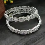 Sonamone Silver Toned White Cubic Zircon Bangles