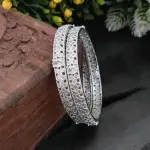 Sonamone Silver Toned Fancy Cubic Zircon Bangles