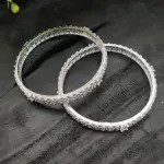 Sonamone Silver Toned Fancy Cubic Zircon Bangles