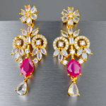 Gold Plated Ruby Cubic Zircon Necklace Set