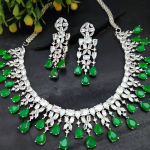 American Diamond Green Necklace Set
