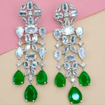 American Diamond Green Necklace Set