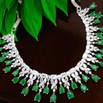 American Diamond Green Necklace Set