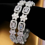 Sonamone Silver Toned White Cubic Zircon Bangles