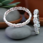 Sonamone Silver Toned White Cubic Zircon Bangles