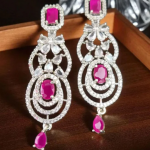 Sonamone Dark Red Cubic Zircon Necklace Set