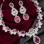 American Diamond Dark Ruby Necklace